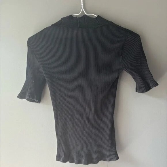 Zara size Small, Black Ribbed Women's Top, fitted - Picture 4 of 5